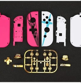 Resim Cloud011 Nintendo Switch Ve Oled Kumanda Kılıf Seti Pembe Beyaz Altın Butonlar Aksesuar Paketi 
