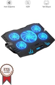 Resim CF-05 Ayarlanabilir Dizüstü Bilgisayar Rgb Soğutma Fanı Siyah 
