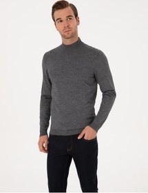 Resim Cacharel Füme Slim Fit Yün Karışımlı Yarım Balıkçı Basic Triko Kazak Gri 