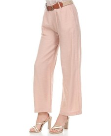 Resim Bluence Beli Kemerli Bol Paça Pembe Pantolon Açık Pembe 