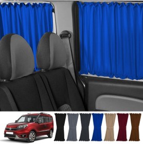 Resim Oto Pandami Fiat Doblo Iı Kısa Şase 2010-2023 Uyumlu Mavi Raylı Oto Perde Takımı 