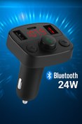 Resim NEFFO Bluetooth FM Transmitter Araç Kiti – 24W Hızlı Şarj, Çift USB + Type-C, RGB Işıklı 