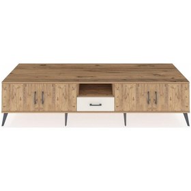 Resim Kronos Tv Ünitesi 3 Raflı Tek Çekmeceli 4 Kapaklı 220x59x51 Çam-çam/aytaşı Atlas Çam/aytası - Atlas Çam 