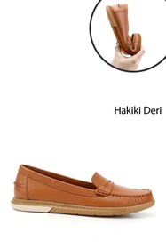Resim Gönderi(r) Kadın Taba Antik Rok Hakiki Deri Comfort Loafer 