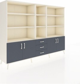 Resim Hyperion Dolap 11 Raflı 3 Çekmeceli 4 Kapaklı 220x44x163 Aytaşı-a Aytaşı-antrasit 