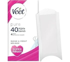 Resim Veet Pure Hipoalerjenik Ağda Bandı, Bacak ve Vücut Bölgesi 40'lı Süper Fırsat Paketi 
