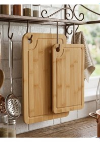 Resim Mucit Home 2 Li Bambu Kesme Tahtası Seti Doğal Dayanıklı Mutfak Kesim Tahtası Açık Bej 
