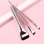 Resim 3 parça fondöten fırçası seti, eğimli eyeliner aracı için düz tabanlı fırça ile, sıvı fondöten ve göz makyajı için kullanılan makyaj araçları 