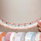 Resim Kendinden Yapışkanlı Su Geçirmez Mastik Şeridi - Küf Karşıtı, Banyo & Lavabo Sızdırmazlığı İçin Mükemmel, Estetik Dekor - Beyaz/Çiçek Desenli 