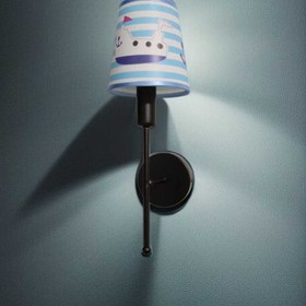 Resim BSA LIGHTING POLEN TEKLİ SİYAHZ BOYALI ÇOCUK ODASI APLİK (MAVİ KONİK ABAJURLU) 