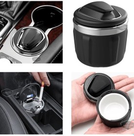 Resim Üniversal Porselen Yanmaz Koku Geçirmez Mavi Işıklı Lüx Oto Küllük Dumansız Kapaklı Spor Araç İçi Küllük Araba Küllüğü Siyah Gümüş 00 Şüscaroto Aksesuar 