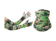 Resim Padalink Askeri Yeşil Kamuflajlı Buzlu Dokunuş Eldiven Ve Boyunluk Seti - Uv Koruma, Nem Emici, Esnek Ve Spor Aktiviteleri İçin Çok Renkli 