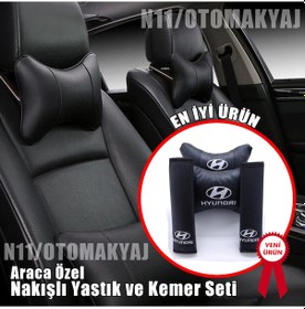 Resim Hyundai Oto Koltuk Kılıfı Ve Başlık Uyumlu Deri Yastık Set 