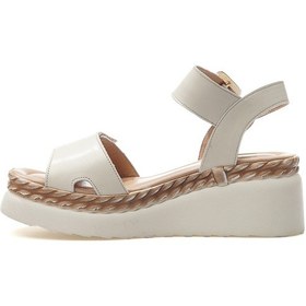 Resim Venüs Kadın Hakiki Deri Dolgu Topuklu Günlük Sandalet 25y 2512303y Z Bej Bej 