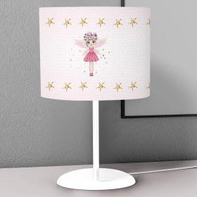 Resim instababyrooms Pembe Peri Desenli Çocuk Odası Dijital Baskılı Çocuk Odası Masaüstü Abajur Avize 