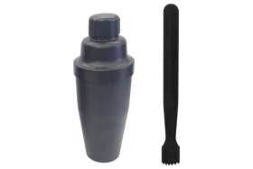 Resim Feyza Design Siyah 20.7 cm Kokteyl Shaker ve Jigger Seti, Polikarbon, 700 cc 
