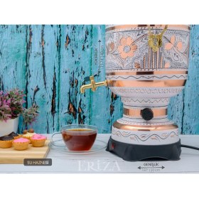 Resim Eriza 6 Litre 220V Elektrikli Işlemeli Bakır Semaver 