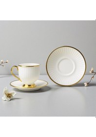 Resim Özlife Sedef Porselen Yaldızlı Kahve Fincanı Seti Takımı 6 Kişilik 9025 Beyaz 