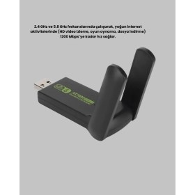Resim Mey Ithalat® Dual Band USB Wifi Adaptör - 1200 Mbps Hız 