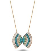 Resim Kelebek Zirkon Taşlı Nazar Boncuğu Kolye (498587651) 