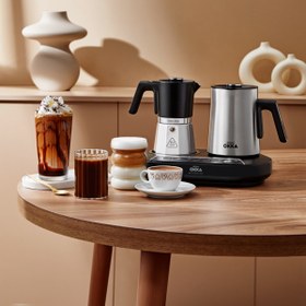 Resim Arzum OK0027 Okka Rich Moka Pot Karıştırıcılı Metal İtalyan ve Türk Kahve Makinesi, Krom 