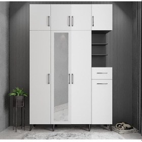 Resim Açelya Portmanto Vestiyer Füme Beyaz180cm M11 