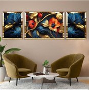 Resim Mavi Çiçek Soyut Desen Pleksi Kenar Mdf Tablo 