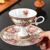 Resim 1 Set Şık Vintage Avrupa Seramik Kahve Fincanı ve Tabak Seti - 200ml, Yalıtımlı, Sadece Elde Yıkama, Çok Amaçlı, Retro Saray Tasarımı Çiçek ve Yaşam Tarzı Desenleriyle, Ev, Ofis veya Akşam Çayı, Kahve Barı Aksesuarları İçin İdeal 