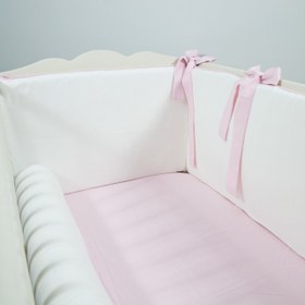 Resim Ekru - Pembe Bumper | Beşik Yan Koruma - Düz Bumper / 80x140 