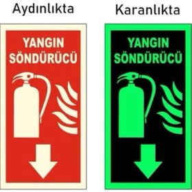 Resim Yangın Söndürme Tüpü Levhası Fotolümenli Fosforlu 