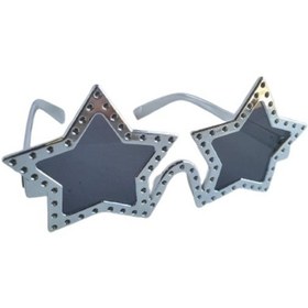 Resim Parti Gözlük Yıldız Görünümlü Gümüş Renkli Siyah Camlı Eğlenveli Parti Gözlüğü Diğer 