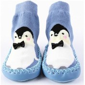 Resim Novahub Mavi Kapalı Çorap Yenidoğan Bebek Çorap Kış Kalın Terry Pamuk Kauçuk Tabanlı Bebek Hayvan Komik Çorap 12 - 18 Ay Mavi - 12 - 18 Ay Mavi 