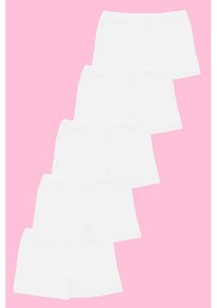 Resim Beyaz Kız Çocuk Boxer Tayt 5'li Paket Pamuklu Likralı Beyaz 