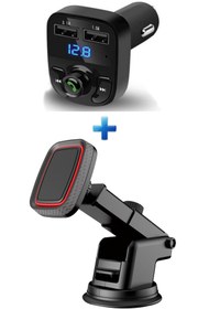 Resim MEZİGARC Iphone 13 Pro Max Uyumlu Set Mıknatıslı Akrobat Telefon Tutucu Ve Bluetooth Fm Transmitter 