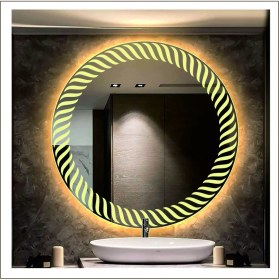 Resim Dnr-MirrorDnr-Mirror 80 cm Günışığı Ledli Tasarım Kumlamalı Banyo Aynası Makyaj Aynası Işıklı Ayna 