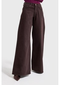 Resim Itsbasic Kadın Acı Kahve Hera 6w5-81 Palazzo Fit %100 Koton Denim Jean Acı Kahverengi 