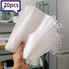 Resim 20 adet Yeniden Kullanılabilir Şeffaf Plastik Fermuarlı Çantalar Saplı - Yüksek Kaliteli Katlanabilir Depolama Çantaları, Seyahat, Mutfak, Kiler ve El Sanatları Malzemeleri için Dayanıklı Asma Organizatörler (Islak Mendil Temizleme), Kiler Depolama Çözümleri | Minimalist Tasarım | Dayanıklı Saplar, Kiler Organizatörleri ve Depolama 