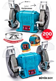 Resim PROXTECH Endüstriyel Büyük Boy Taş Motoru |MetalTaşlama,Bıçak Satır,Çapak Çift Taşlı Bileme Makinesi | 200 MM 