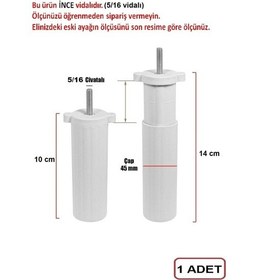 Resim İstanbule-Hırdavat Koltuk Kanepe Baza Çekyat Plastik Orta Ayak Beyaz 9-14 Cm Arası 