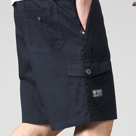 Resim 100% Pamuk Erkek Yazlık Çekmece Kısa Pantolon, Çoklu Cep ve Düz Renk Tasarımı ile Dış Mekan Sporları için Uygun. 