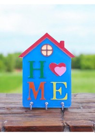 Resim Kendin Boya Ev Anahtar Askısı,2 Farklı Fırça Ve 6lı Akrilik Boya 