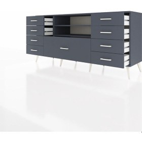 Resim Hyperion Konsol 2 Raflı 9 Çekmeceli 176x44x83 Antrasit-antrasit Antrasit 