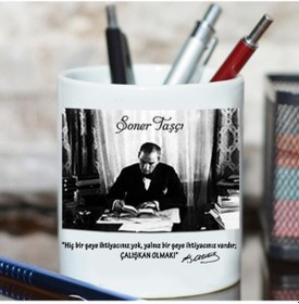 Resim Atatürk Fotoğraflı Isim Baskılı Hediyelik Kalemlik 