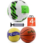 Resim woodhub 4'lü Set Basketbol Voleybol Sert Zemin Futbol Topu Top Şişirme Pompası Seti Yeşil-018 
