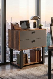 Resim Yurudesign Marken C Ofis 2'Li Keson Metal Ayaklı Barok-Antrasit 
