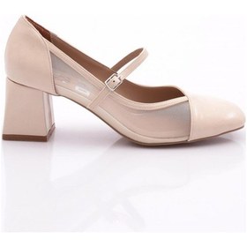 Resim Dgn 6802 Kadin Üstten Kemer Bağlamali Topuklu Ayakkabi Bej 
