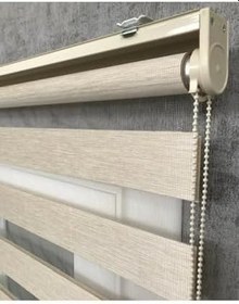 Resim İthal Bambu Stor Zebra Perde Etek Dilimsiz İTHLGRİ, Sütlü Kahve, 160 x 260 