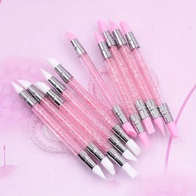 Resim 1 adet / 5 adet Set Çok Fonksiyonlu Kabartma Kalem Tırnak Jeli Başlıklı Oyma Çift Başlı Matkap Silikon Kalem Tırnak Şekillendirme Araçları için 