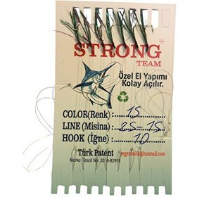 Resim Strong Koyu Yeşil Kırmızı Sim 7'li Karton 10 Numara İğne 25-15 Misineli Çapari 