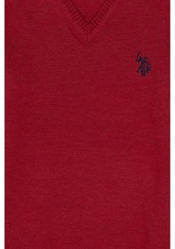 Resim U.S. Polo Assn. Kız Çocuk Vişne V Yaka Basic Kazak 50294198-VR223 